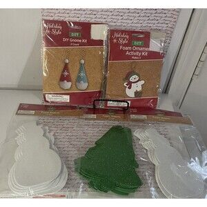 2 Christmas Decor Activity Kits Snowman- Gnome & 1 Tree 2 Snowman Foam Shapes